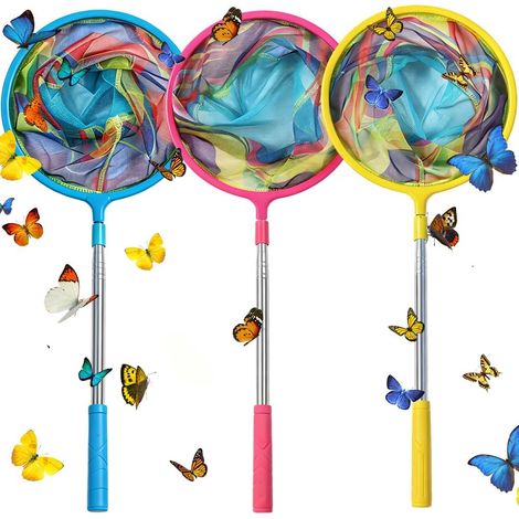 Epuisette pêche enfant télescopique lot 3, filet papillon 99 cm, nylon pour maison et utilisation (1/5)
