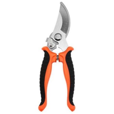 Orange, 2 pièces, sécateur à lame franche, avec poignée pivotante, pour branches et brindilles fraîches, revêtement antiadhésif, lame en acier inoxydable, longueur : 24 cm, (1/4)
