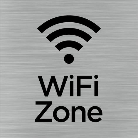 Pictogramme WiFi Zone (Q1060).- Adhésif aspect aluminium brossé - (1/5)