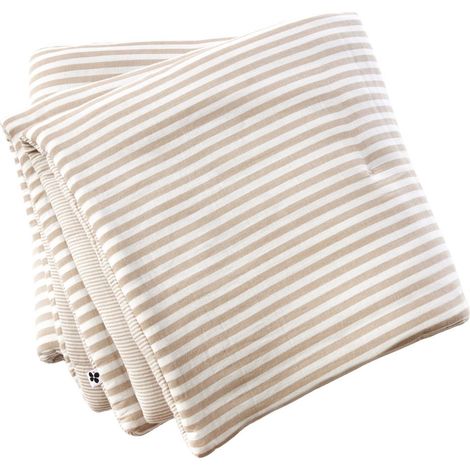 Chemin de lit 90x200cm gaze de coton tissé rayé beige - ROMELIA (1/3)