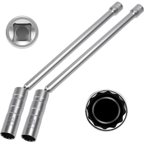 2 Pcs Douille Bougie 16 mm/14 mm, Clé à Bougie Magnétique Rotation à 360 Degrés, Douille Bougies Allumage avec 12 Points, Clef à Bougie en Acier 30 cm de Long, pour Réparation Véhicule Voiture (1/4)