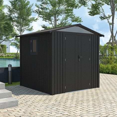 Trigano – Abri de jardin métal 4.37 m² – Acier galvanisé peint – Résistance neige 100kg/m² – Double porte sécurisée – Kit d'ancrage inclus