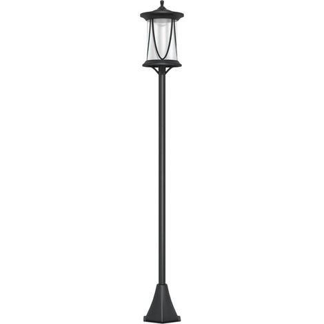 Lampe solaire extérieure à LED, fonctionnement automatique, résistante aux intempéries, autonomie de 6 h, 17 cm (L) x 17 cm (P) x 127 cm (H), noire
