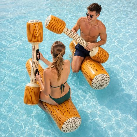 4 Pièces Gonflable Flottant d'aviron,Jeu de Combat Flottant Gonflable pour Piscine,Aquatiques en Plein Air Bataille,Bouées et Pagaies,pour Enfants et Adultes