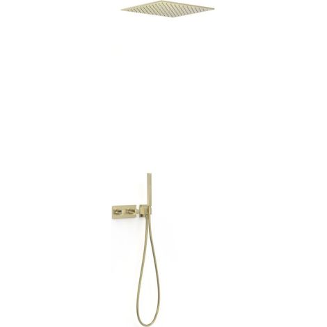 Kit robinet thermostatique encastré 2 voies pour douche B-system Cava doré - TRES 30725206CA
