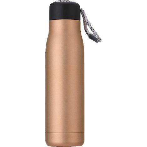 Bouteille d'eau isotherme en acier inoxydable noir et or, réutilisable, style thermos, pour le sport (1/5)
