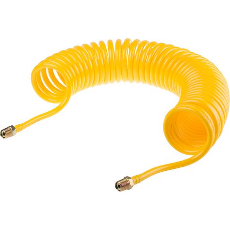 Tuyau spiralé, avec raccord BSP 1/4 pouce mâle, Jaune, Diam.ext 8mm, Long. 4m ( Prix pour 1 )