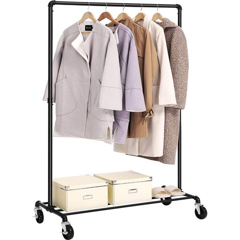 Porte-vêtements mobile - 1 rail - noir (1/5)