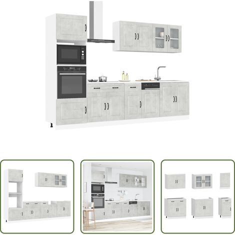 vidaXL Küchenmöbel - 7-tlg. Küchenschrank-Set Kalmar Betongrau Holzwerkstoff (1/5)