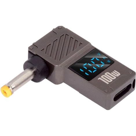 Adaptateur d'alimentation 20 V 5 A PD 65 W pour Ordinateur Portable, Affichage LED Intelligent USB-C Type-C, entrée vers Sortie 100 W, Prise Jack CC 4,0 x 1,7 mm (1/5)