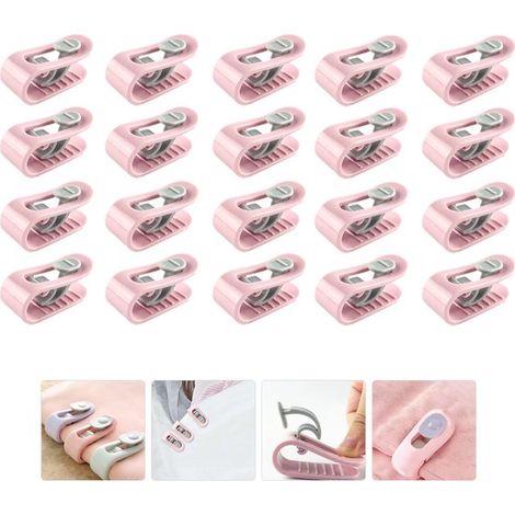20 clip antiscivolo per trapunte, clip di fissaggio per lenzuola/trapunte/tende/calze, per uso domestico - Rosa (1/5)