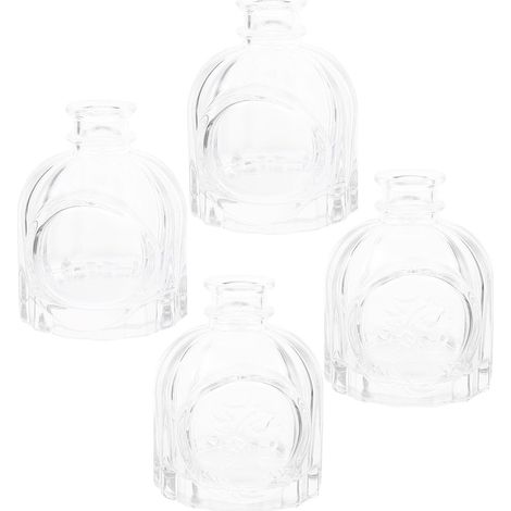 Lot de 4 Flacons Diffuseurs Parfum en Verre Transparent 100 ML Petite Bouteille Diffuseur d'Huiles Essentielles Contenant Vide Décoratif pour Bureau Mariage et Maison (1/5)