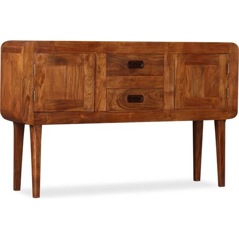 Buffet bas Contemporain - Meuble Commode de Rangement - Bois massif avec finition en bois de Sesham 120x30x75 cm Chic-732287 (1/5)