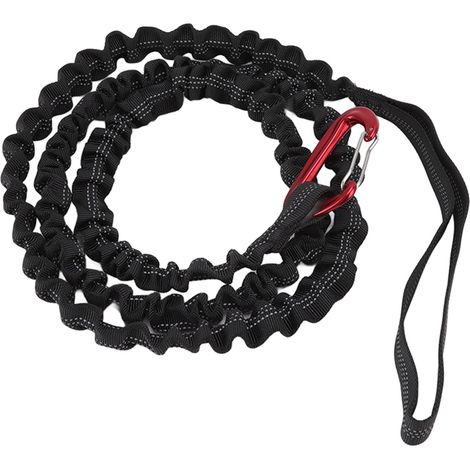 Corde de traction pour vélo, longueur naturelle 1,7 m, design extensible, corde en nylon et alliage, portable pour VTT, entraînement en extérieur, noir (1/5)