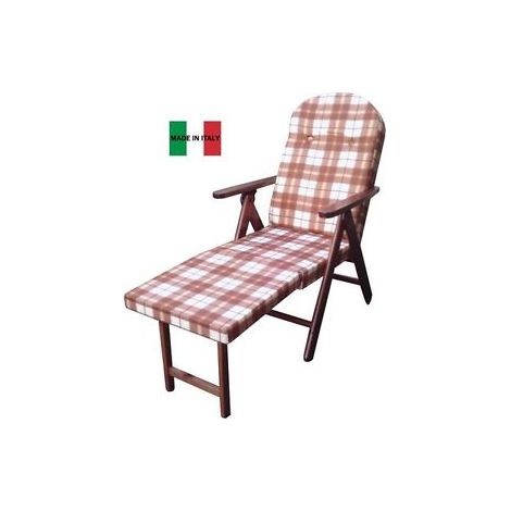 POLTRONA AMALFI CON PROLUNGA MARRONE SCOZZESE LEGNO NOCE RECLINABILE 4 POSIZIONI (1/2)