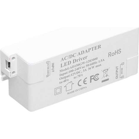 Alimentation LED 36W AC100-240V vers DC12V 3A pour G4 MR11 MR16, transformateur pour lampes intérieures DIY (1/5)