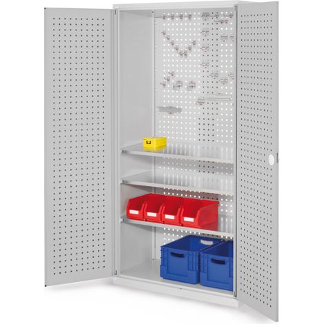 Kappes ®RasterPlan Werkzeugschrank 1950x1000m Modell 6 Tiefe 500mm Lochplattentüren lichtgrau