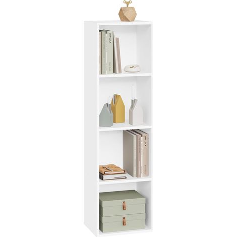 WOLTU Estantería Columna Vertical con 4 Cubos Estanteria Alta de 30x24x106cm Libreria Blanca (1/5)