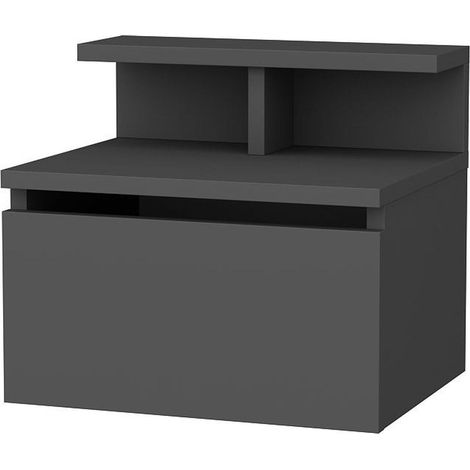 Table de chevet suspendue 1 porte gris anthracite 40 cm - Mara
