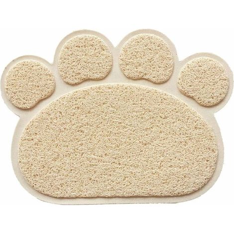 BEBUSINGOTO Alfombrilla para arena de gato de 30 x 40 cm, impermeable, antideslizante, fácil de limpiar, color beige. (1/5)