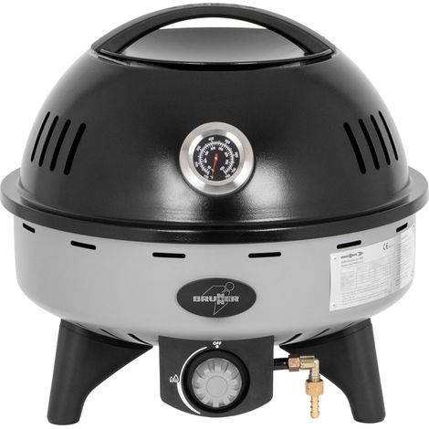 BRUNNER Grill Portatile Gas BBQRUISER LT 30mbar, Coperchio con Termometro - Accensione Piezoelettrica - Piastra Reversibile Ideale per BBQ, Carne, Pesce e Verdure (1/5)