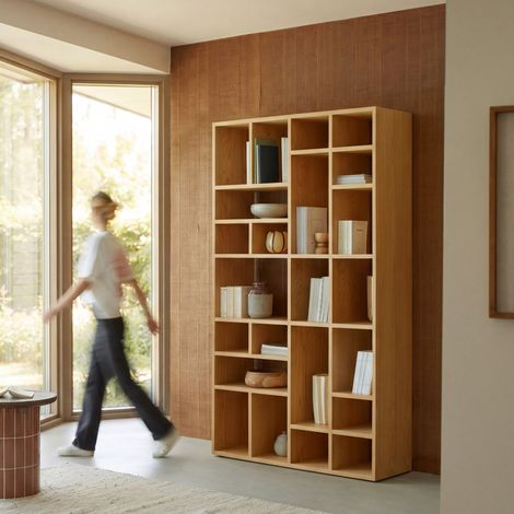 Tikamoon Eyota Bibliothèque en chêne H 220 cm × L 130 cm × P 42 cm (1/5)