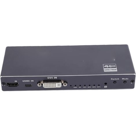 Contrôleur Mural Vidéo 4K 2x2, Processeur Mural Multimédia HD DVI USB C Prend en Charge 13 Modes D'épissage, avec 4 Sorties pour Lecteur DVD PC (1/5)