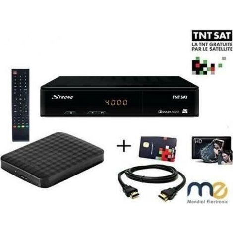 Pack Récepteur Strong SRT 7404 , Démodulateur Satellite HD TNTSAT, Noir, Haute définition avec Disque Dur Externe Extra Slim 1 TO (1/3)