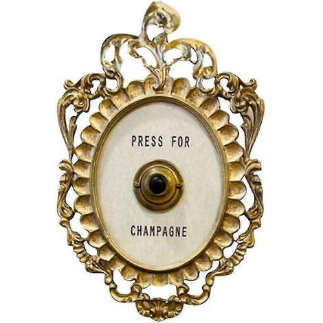 Sonnette de porte vintage style champagne - Décoration en résine blanche et dorée - 23 x 14 cm (9 x 5,5 pouces) - Élégante (1/5)