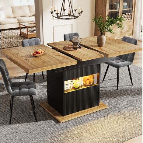 Table extensible 110/140 cm avec rangement LED HAVRYA (1/5)