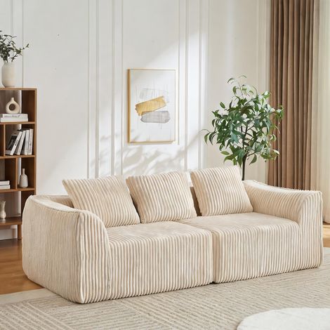 Canapé modulaire en velours côtelé beige 235 cm avec deux (1/5)
