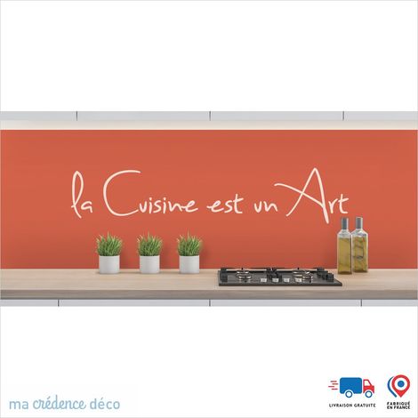 Crédence : LA CUISINE EST UN ART 2 - Couleur Rouge saumon - Alu composite - 120 - 60 (1/3)