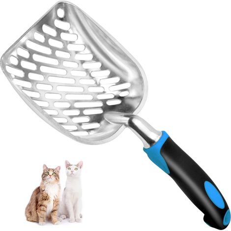 Pelle pour litière pour chats – Pelle en métal pour litière pour chats – Pelle à manche long, Pelle à litière avec tamis pour excréments – Pelle à grille, adaptée pour bac à litière (1/5)