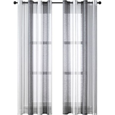 Rideaux Transparents à Oillets - Voile à Rayures - Rideau Décoratif (1/5)