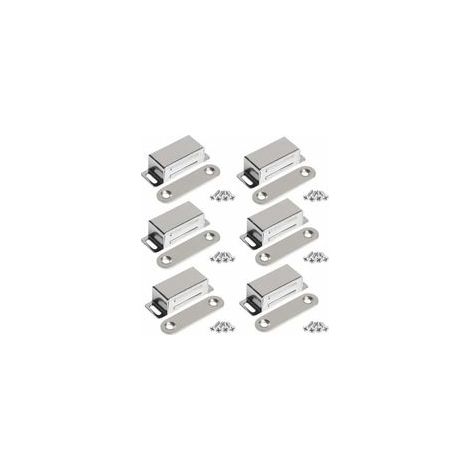 Aimants pour portes de meubles, force de 10 kg, en acier inoxydable (lot de 6, avec vis en acier inoxydable)