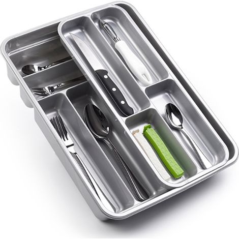 PLASTICFORTE cubertero 2 piezas plata , Cubertero 2 piezas plataDos piezasFabricado en plástico de alta resistenciaColor plataIncluye pieza superior desplazable