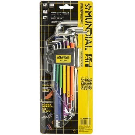 CHIAVI ESAGONALI PLASTIFICATE EXTRA LUNGHE IN SERIE (1,5-10) 9 pezzi