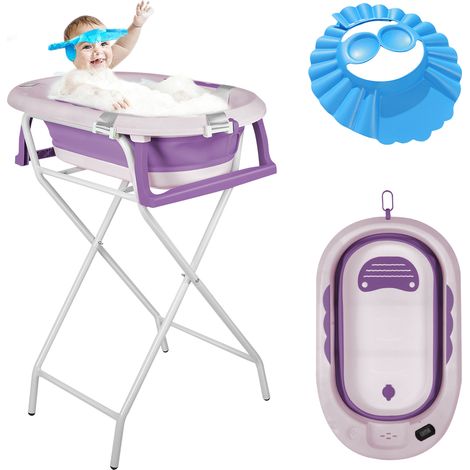 Baignoire Bébé Pliable XXL Avec Coussin De Bain Bebe Et Thermomètre Intégré Et Chapeau de bébé - Baignoire Enfant Avec Siege De Bain Pour Bebe - baignoire Bebe Sur Pied (1/5)