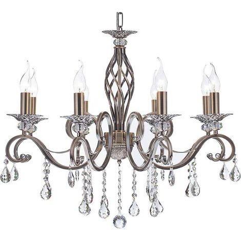 [GEBRAUCHT] B-Ware Maytoni Grace Kronleuchter 8-flammig Messing/Weiß 59cm Höhe dimmbar E14 (1/2)