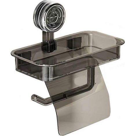 Porte-papier toilette en bambou avec étagère murale pour téléphone, savon et objets de décoration, fixation adhésive ou à percer (1/5)