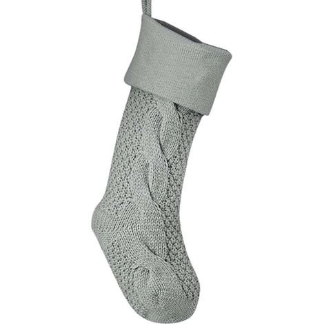 Chaussette De Noël - Tricotée En Tissu Non Tissé - Décoration Murale Et Sac À Bonbons - 22 x 46 x 14 cm - 1 Pièce (1/5)