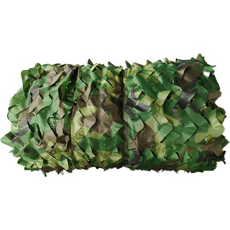 Double écran solaire-Voile d'ombrage rectangulaire design ombrière camouflage 3x5 M treillis vert (1/4)