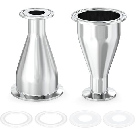 2 pièces Raccord sanitaire Réducteur Raccord en acier inoxydable 304 Tri Clamp Ferrule Style 2" Tube OD à 1" Tube OD (51 mm x 25 mm) (1/5)