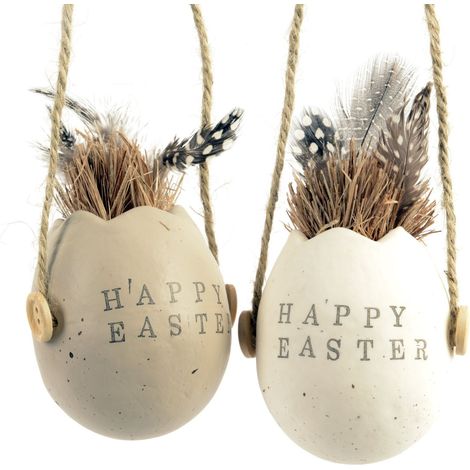 DECORAZIONE DA APPENDERE UOVO CON PIUME PASQUA