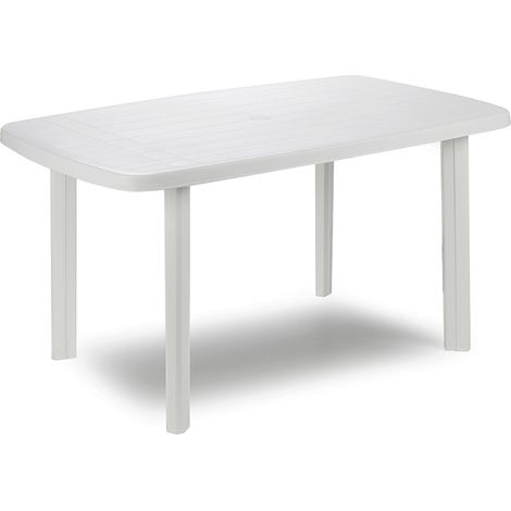 Ovaler Gartentisch. Farbe: Weiß 72x137x85cm Ipae Progarden