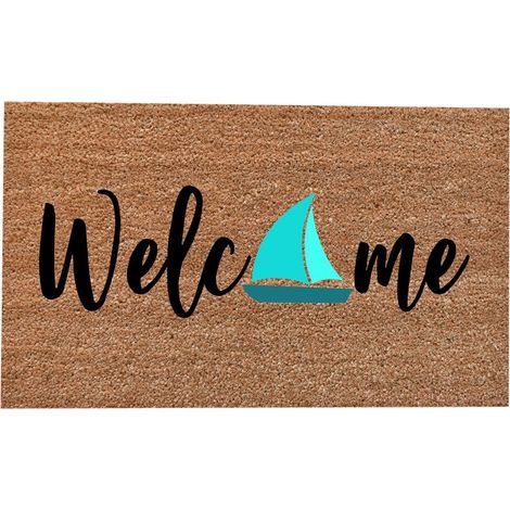 Welcome Mat - 40 x 60 cm - Non-Slip Rubber Backing - Absorbent Coir Fibre - Indoor Outdoor Entryway Mat - 1 Piece (1/5)