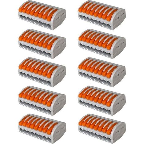 Connecteurs à ressort compacts PCT-218 – 10 pièces, 8 pôles, fixation par levier et écrou, conducteurs jusqu’à 2,5 mm² (1/4)