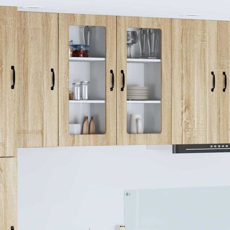 Wall Glass Cabinet LUCCA Sonoma Oak 40 x 31 x 80 cm vidaXL