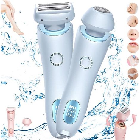 Tondeuse intime 2-en-1 – Bleue – Rechargeable USB – Écran – 800 mAh – Rasoir électrique femme (1/5)
