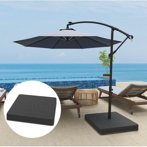 CHICFURN Lest per piede parasole 89 x 89 x 10,5 cm in plastica nera, da riempire di sabbia (1/5)